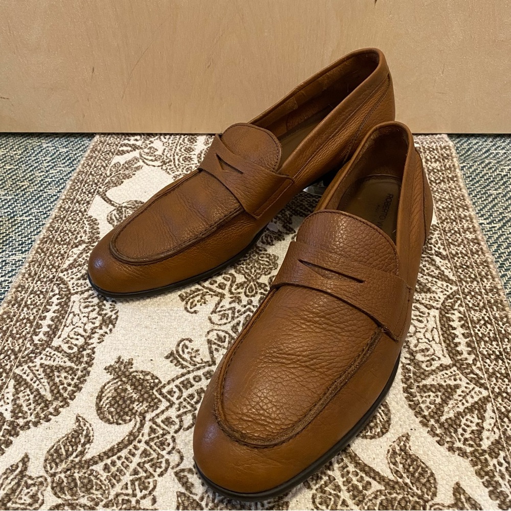 Roberto Vianni Made in Italy Brown Leather Men’s Loafers Dress Shoes Size 11